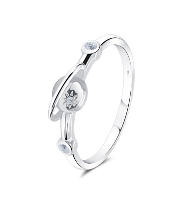 Saturn Style with CZ Crystal Silver Ring NSR-4051